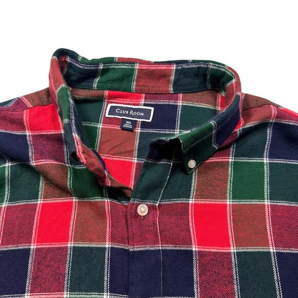 Club Room Men’s Red & Blue XXL Button Flannel Shirt Hiking Outdoor Work (263) - Picture 5 of 9